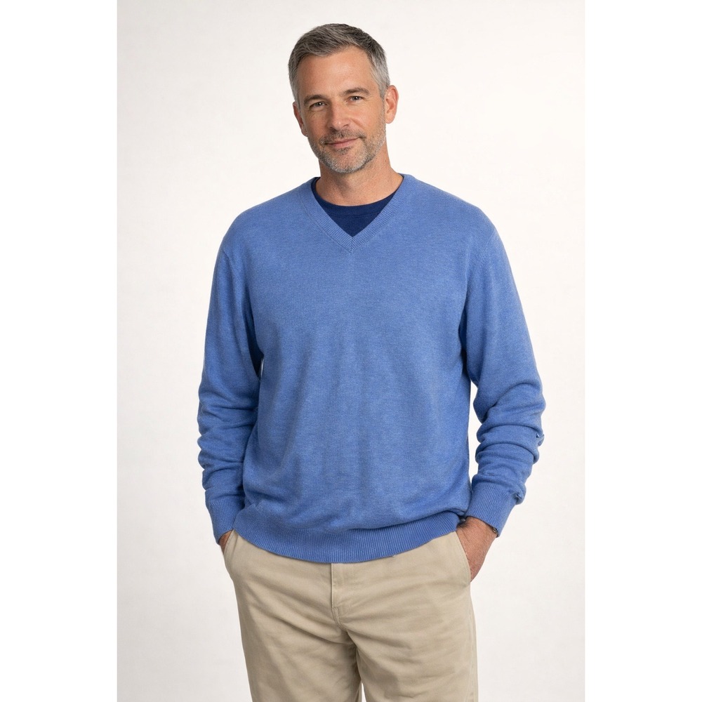 Vintage Gap 90s Y2K Sweater Bright Blue V Neck Cotton Mens XL Preppy Dad Classic